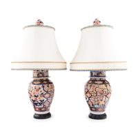 A Pair of Imari Porcelain Vases Mounted as Lamps