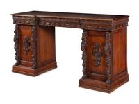 An English Carved Oak Pedestal-Base Server