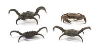 Four Bronze Models of Crabs Length of longest 5 1/2 inches.