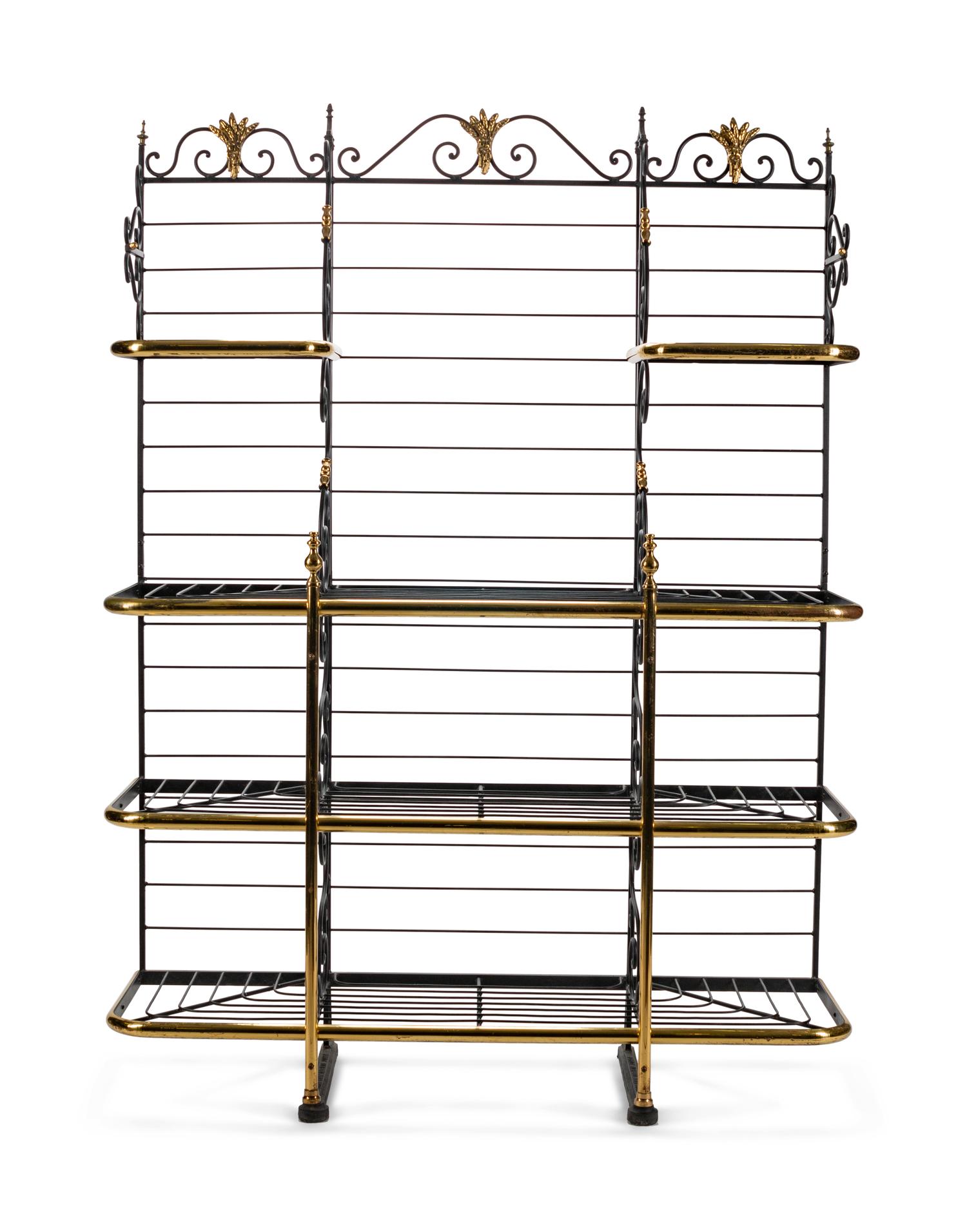 A Brass-Mounted Wrought-Iron Baker's Rack