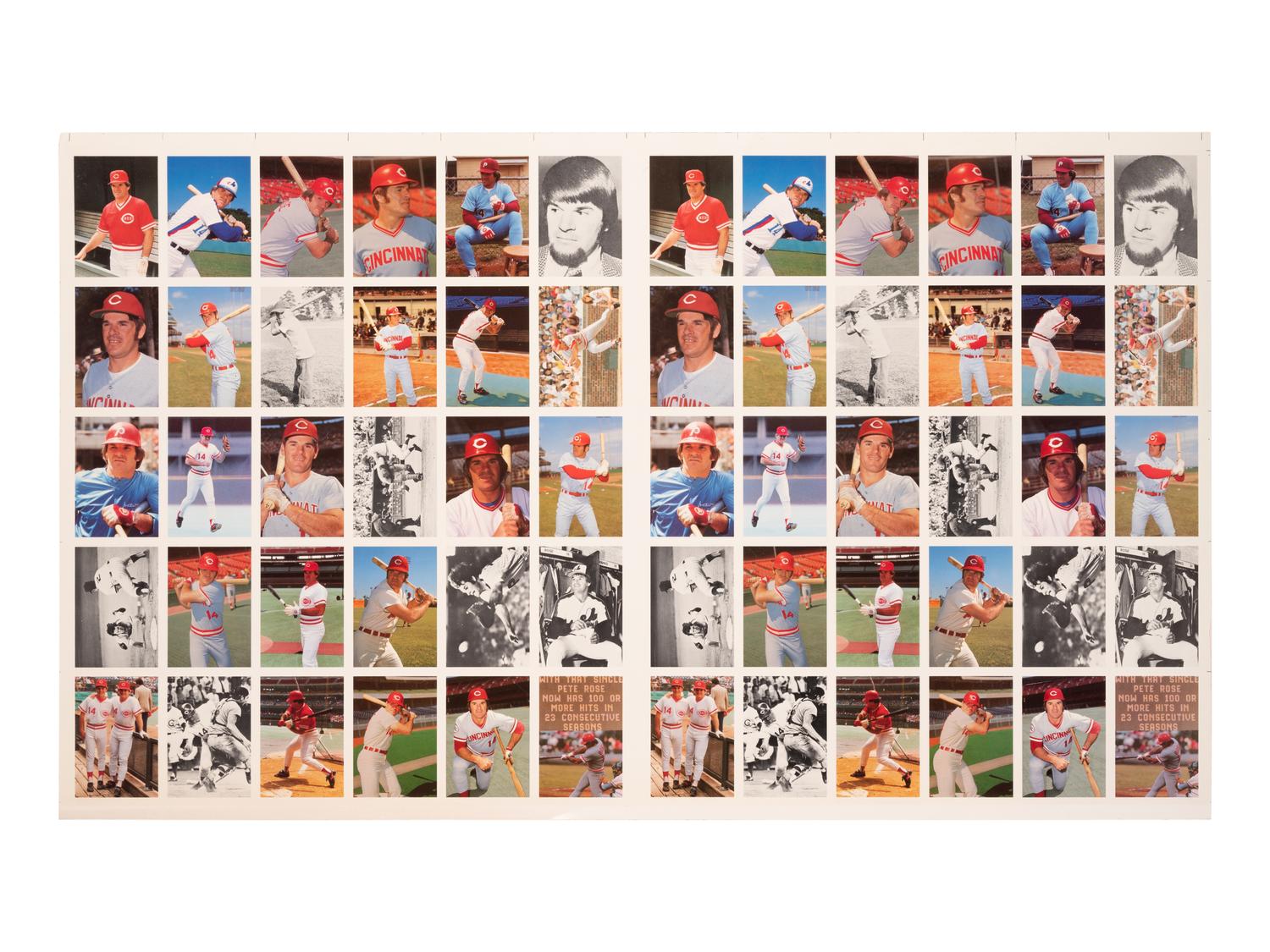 A Group of Five Uncut Sheets of 1985 Pete Rose Baseball Cards