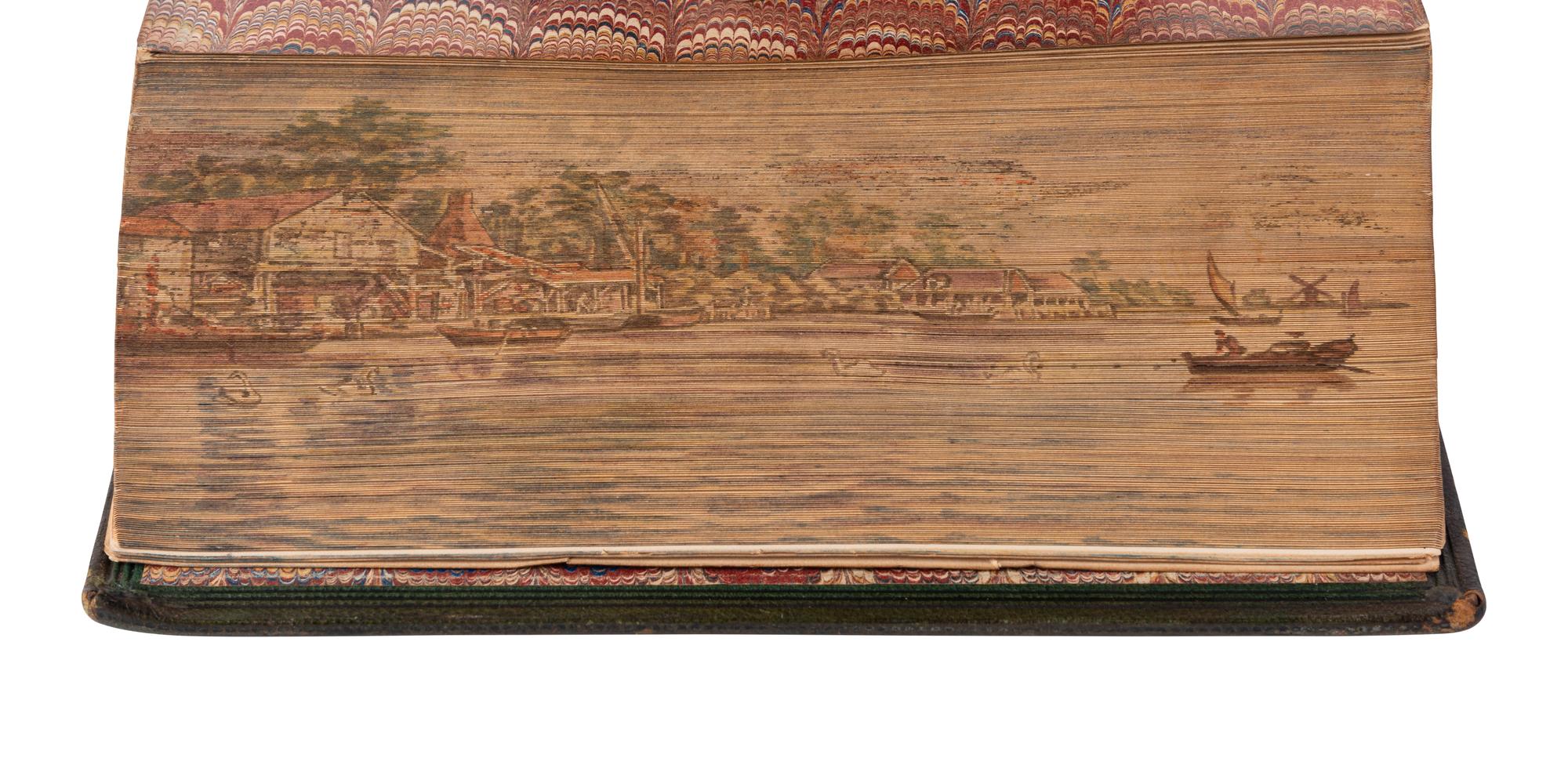 [BINDINGS -- FORE-EDGE PAINTINGS]. A group of 6 works in 10 volumes concealing fore-edge paintings depicting sea views, comprising: