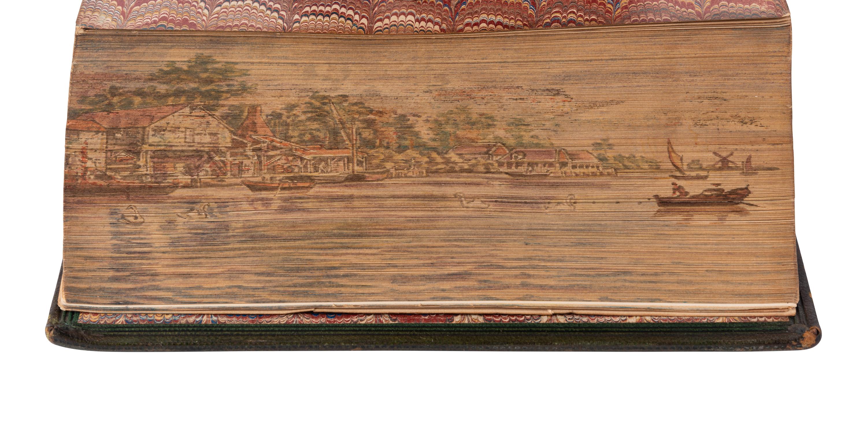 [BINDINGS -- FORE-EDGE PAINTINGS]. A group of 6 works in 10 volumes concealing fore-edge paintings depicting sea views, comprising: