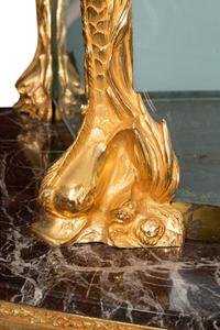 An Italian Gilt Steel and Bronze Console Aquarium with Marble Top
