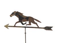 A Cut and Painted Sheet Iron Race Horse Weathervane