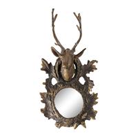 A Gilt and Patinated Bronze Buck Head Mirror