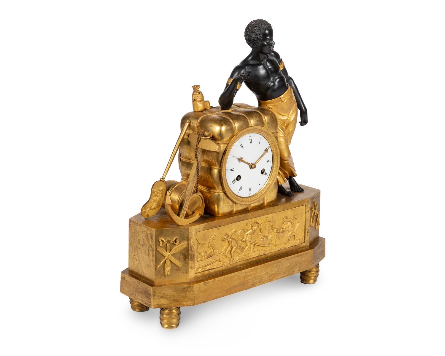 An Empire Gilt and Patinated Bronze 'Au Matelot' Mantel Clock