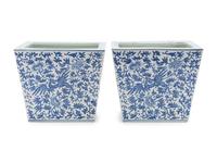 A Pair of Chinese Blue and White Porcelain Pots