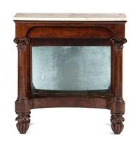 A Classical Carved and Veneered Walnut Marble Top Pier Table
