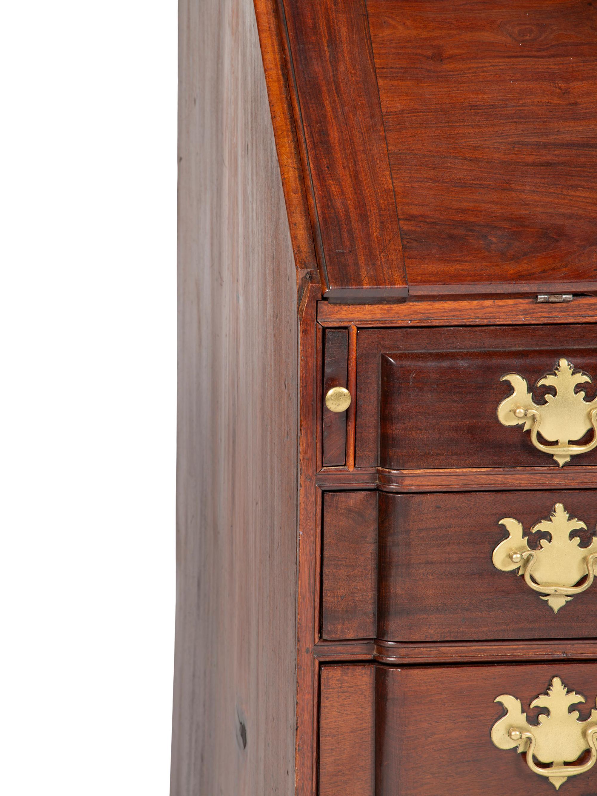 A Chippendale Shell-Carved Mahogany Block-Front Slant-Front Desk