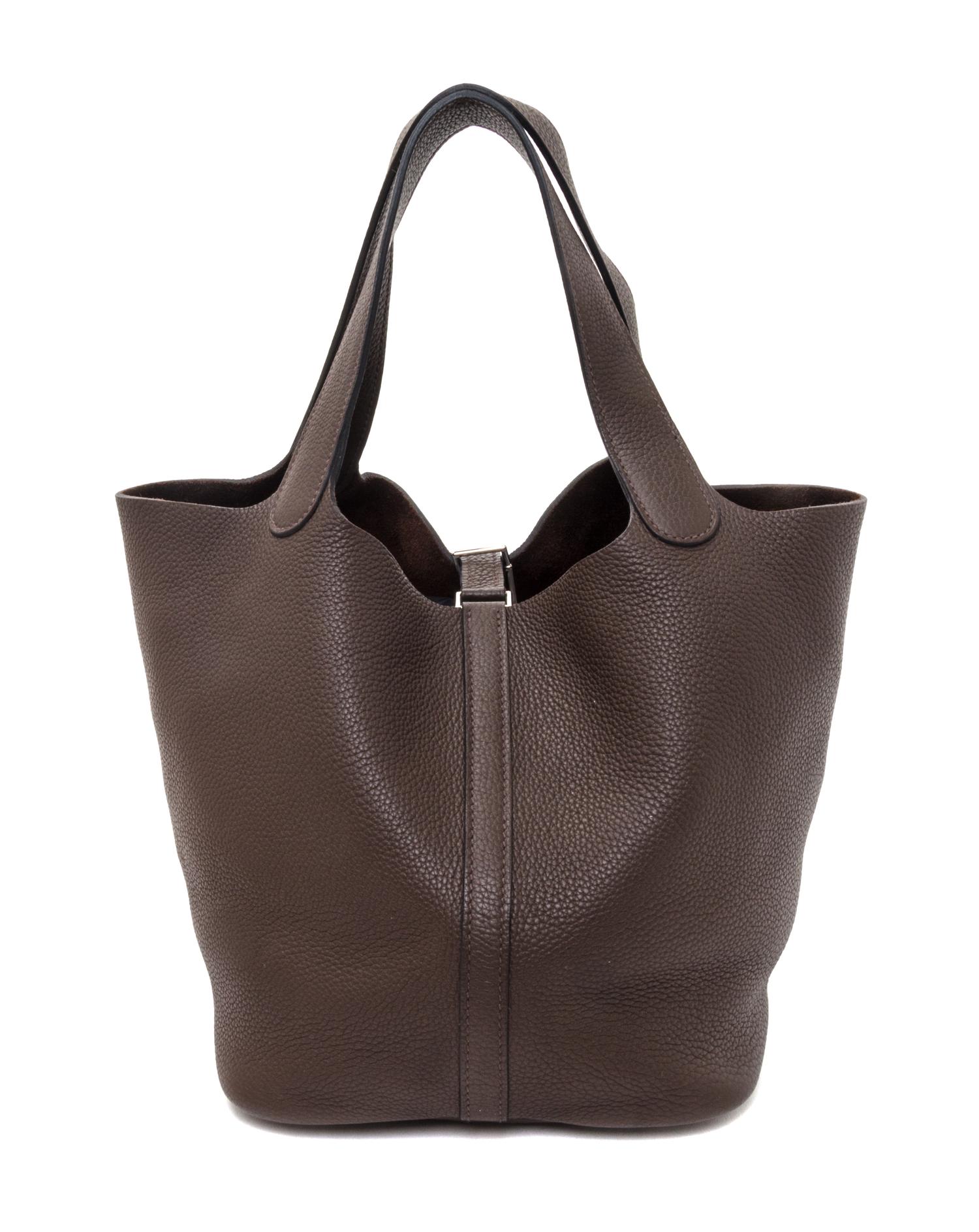 An Hermes Cafe Taurillon Clemence Picotin Lock MM Handbag, 9" x 8.5" x 7".