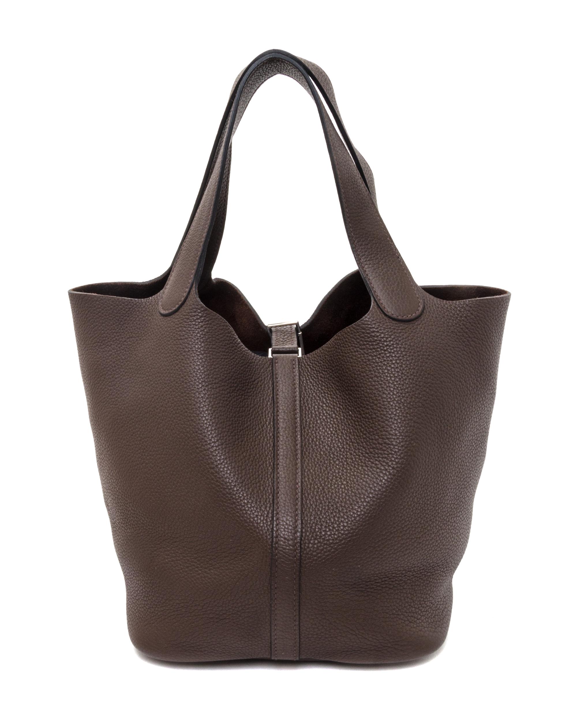 An Hermes Cafe Taurillon Clemence Picotin Lock MM Handbag, 9" x 8.5" x 7".