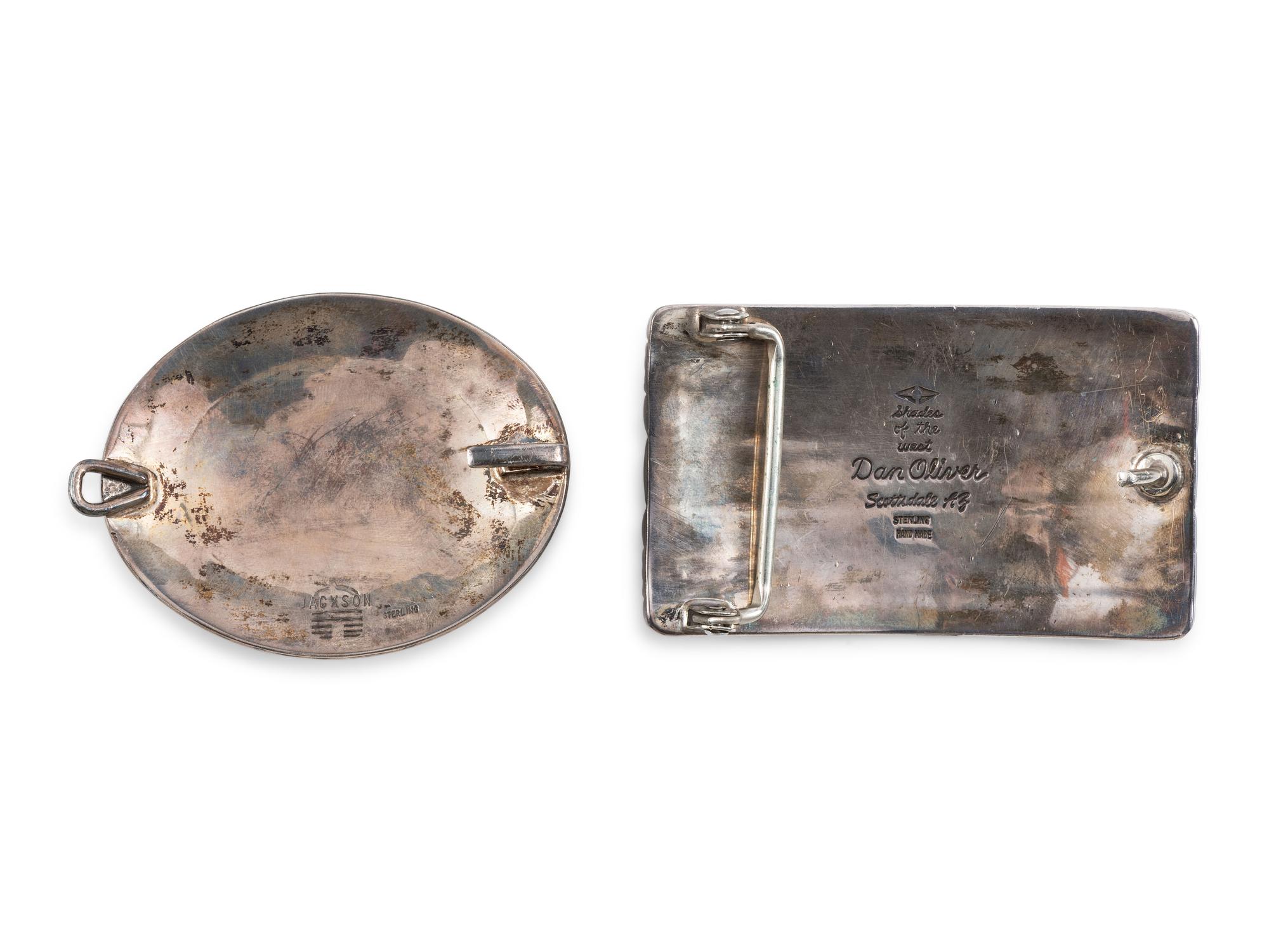Navajo Sterling Silver Belt Buckles, with Inlay