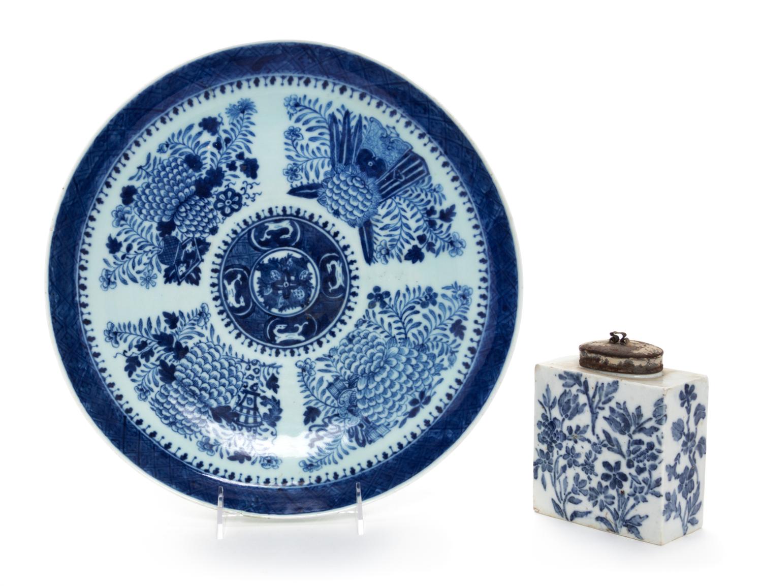 Two Chinese Export Blue Fitzhugh Porcelain Wares