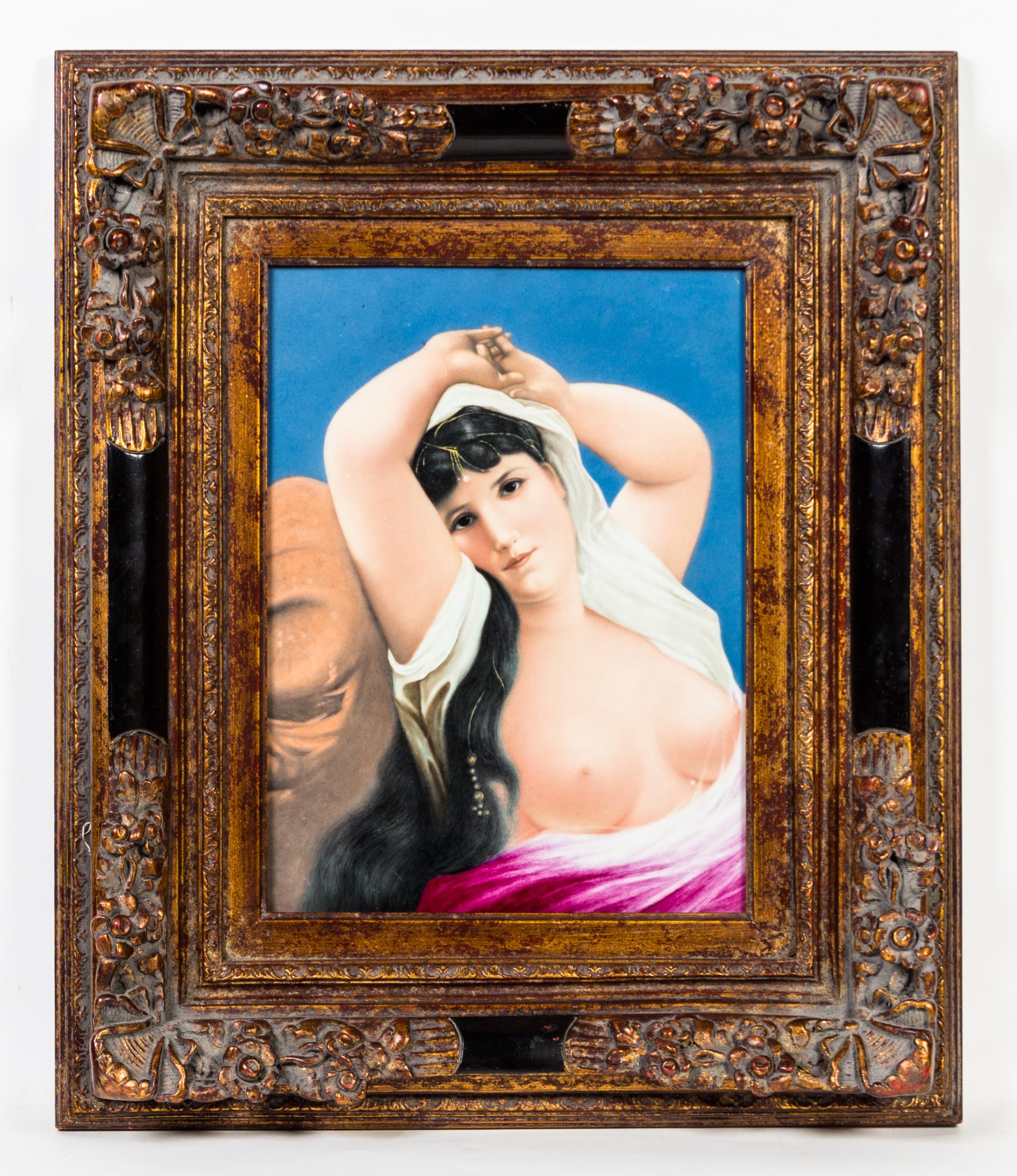 A Pair of Continental Porcelain Painted Plaques Height of larger 15 1/2 x width 12 1/4 inches.