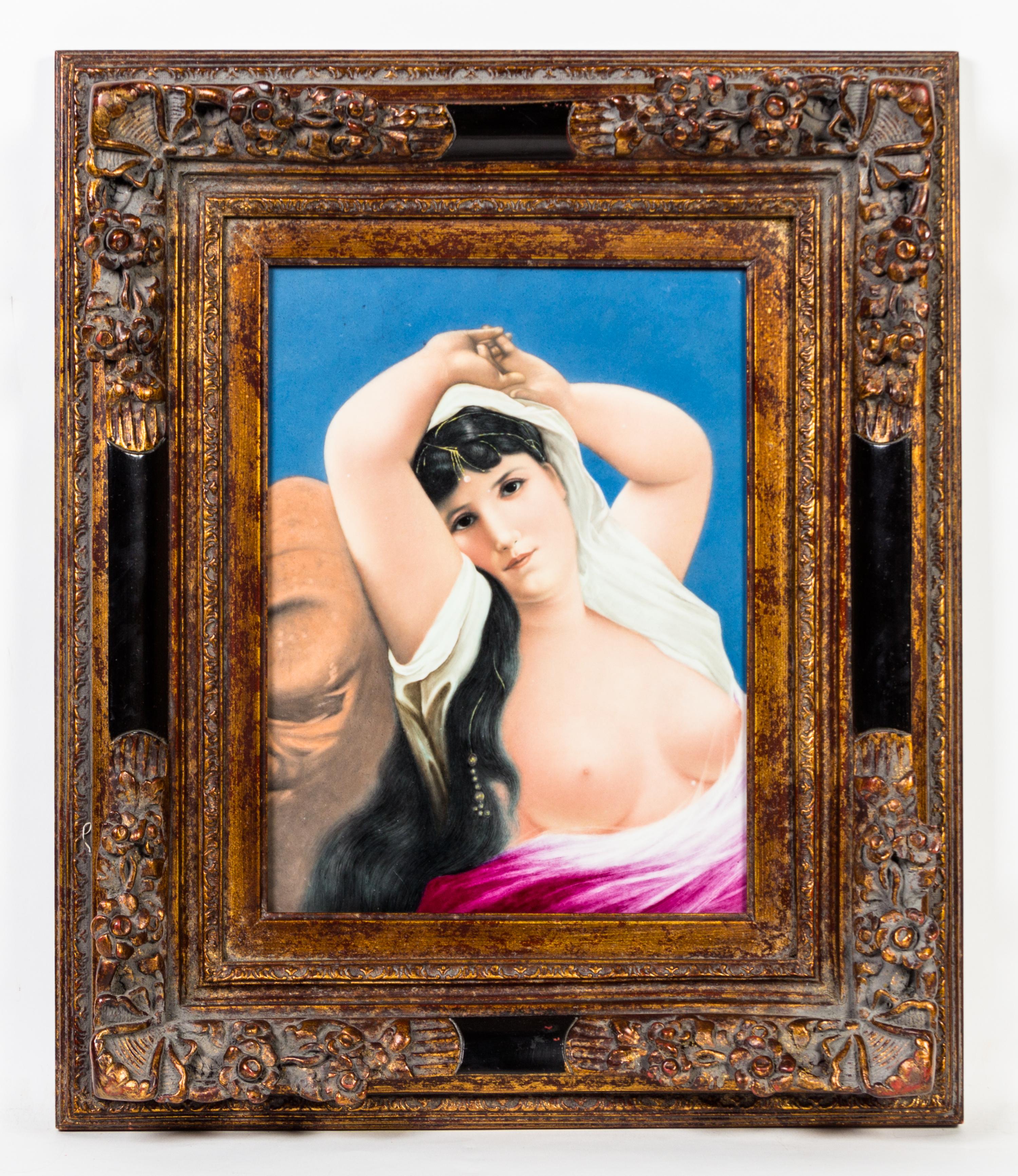 A Pair of Continental Porcelain Painted Plaques Height of larger 15 1/2 x width 12 1/4 inches.