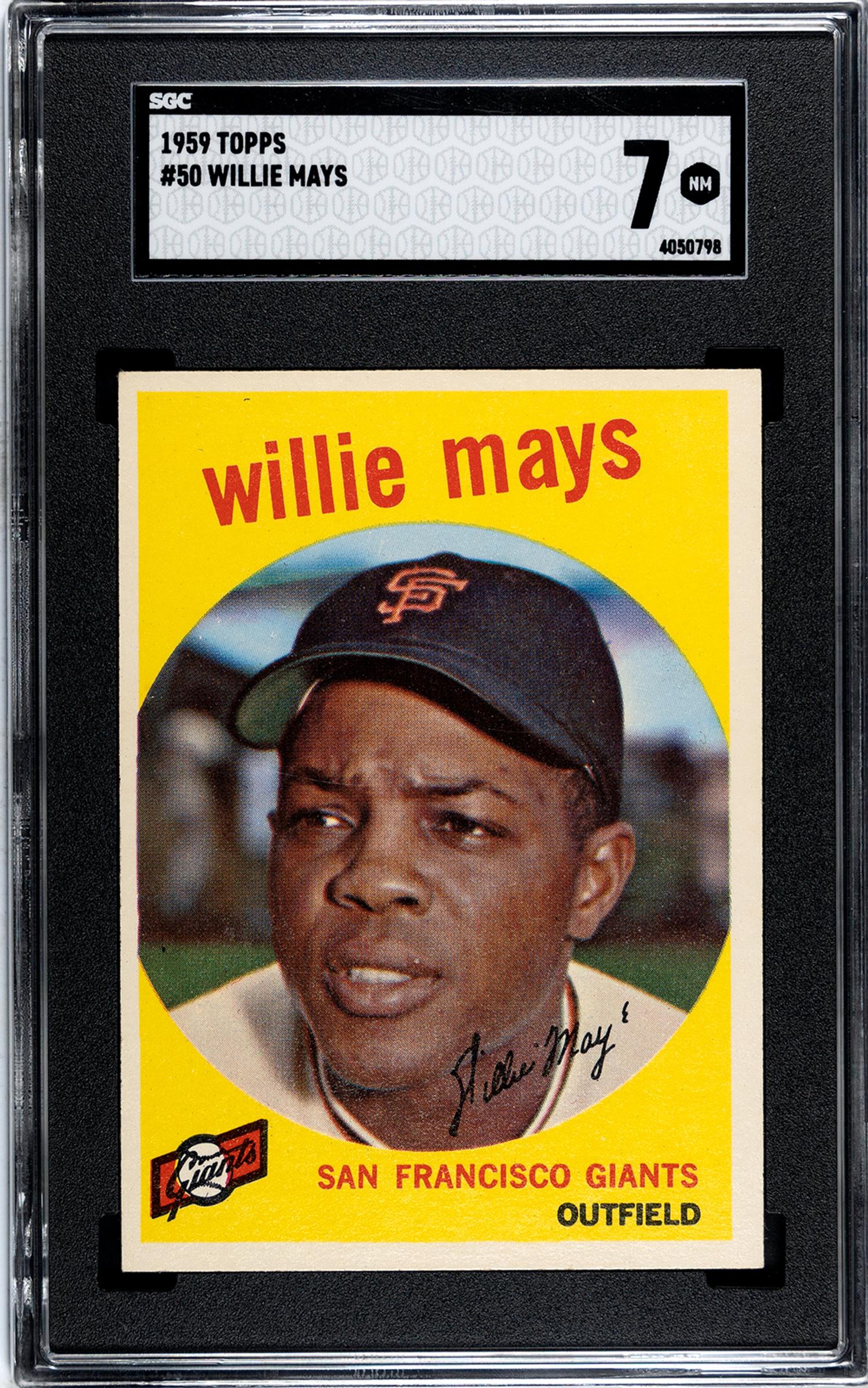 A 1959 Topps Willie Mays Baseball Card No. 50 (SGC 7 NRMT)