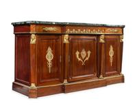 An Empire Gilt Bronze Mounted Mahogany and Marble-Top Sideboard