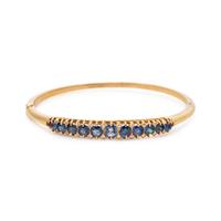 ANTIQUE, YELLOW GOLD, SAPPHIRE AND DIAMOND BANGLE BRACELET