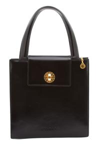 A Bulgari Black Leather Handbag, 9 3/4" x 9 3/4" x 3 1/2", handle drop 3 1/2"