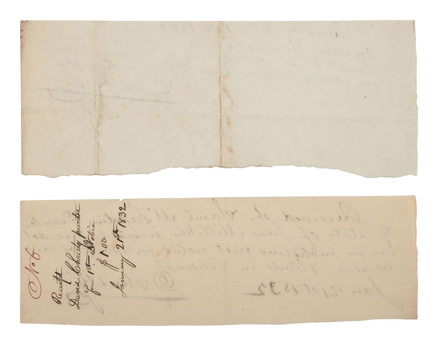 [AMERICAN COLONIZATION SOCIETY]. A group of 3 items related to American Colonization Society agents Ebenezer BURGESS and David CHRISTY. Ca 1830s.