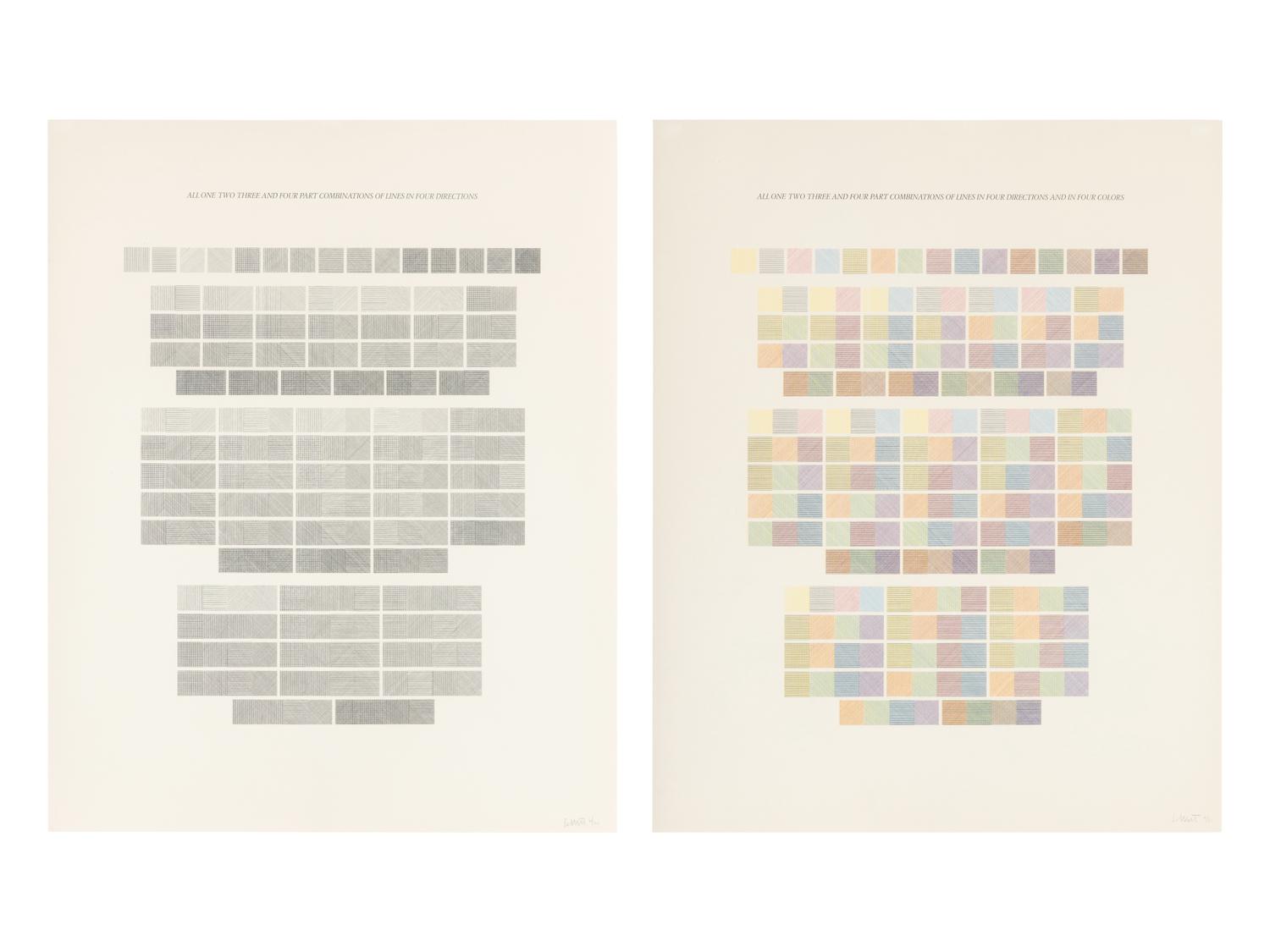 All One, Two, Three & Four Part Combinations of Lines in Four Directions (set of two), 1976