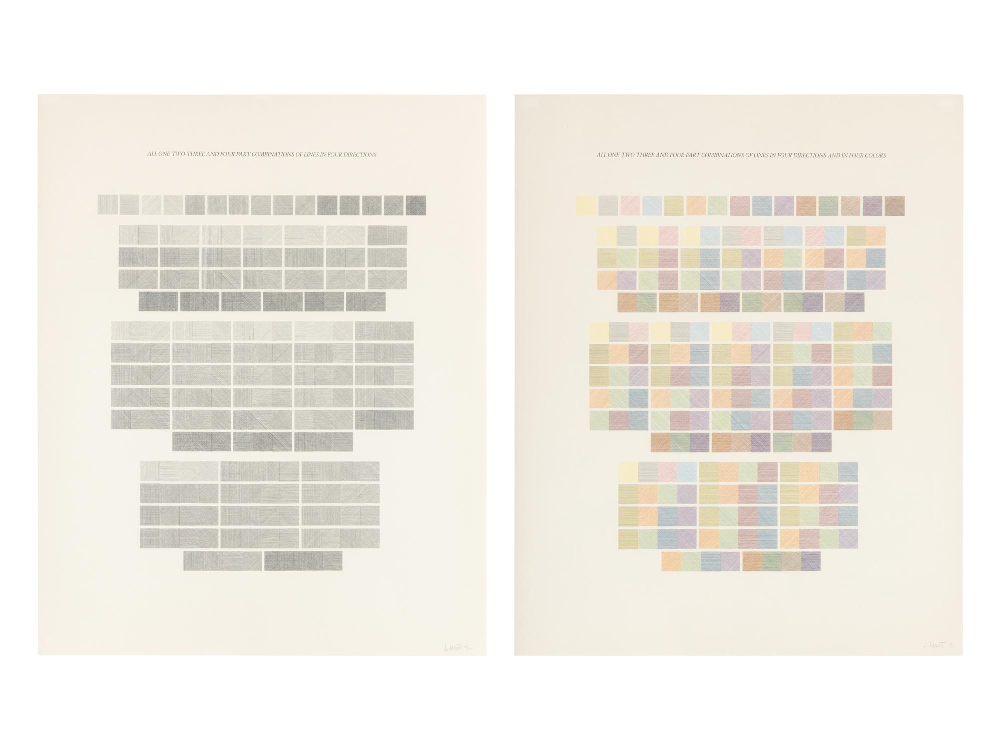 All One, Two, Three & Four Part Combinations of Lines in Four Directions (set of two), 1976
