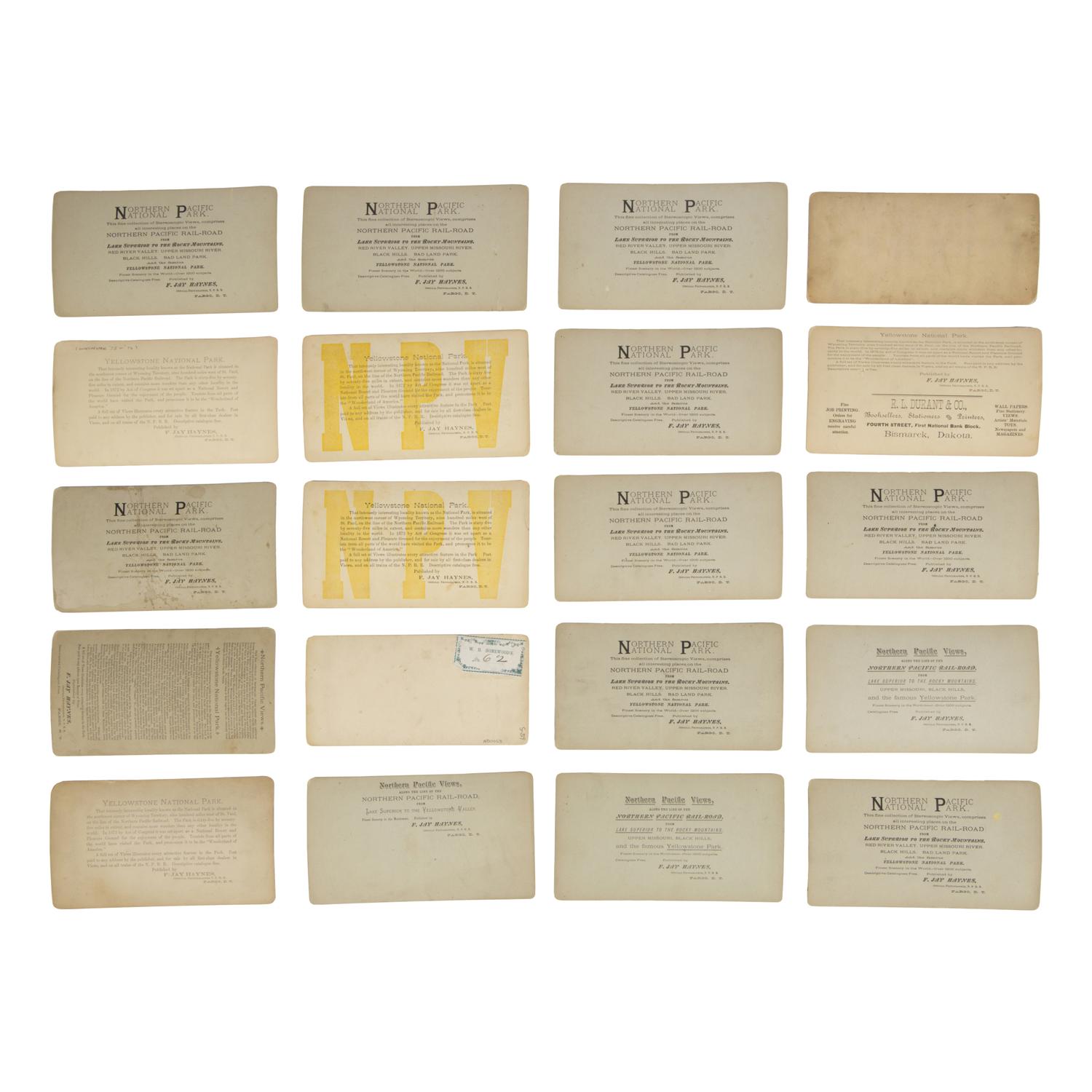 Haynes, F. Jay (1853-1921). A group of 42 stereoviews of the American West, including Yellowstone National Park and the Badlands.