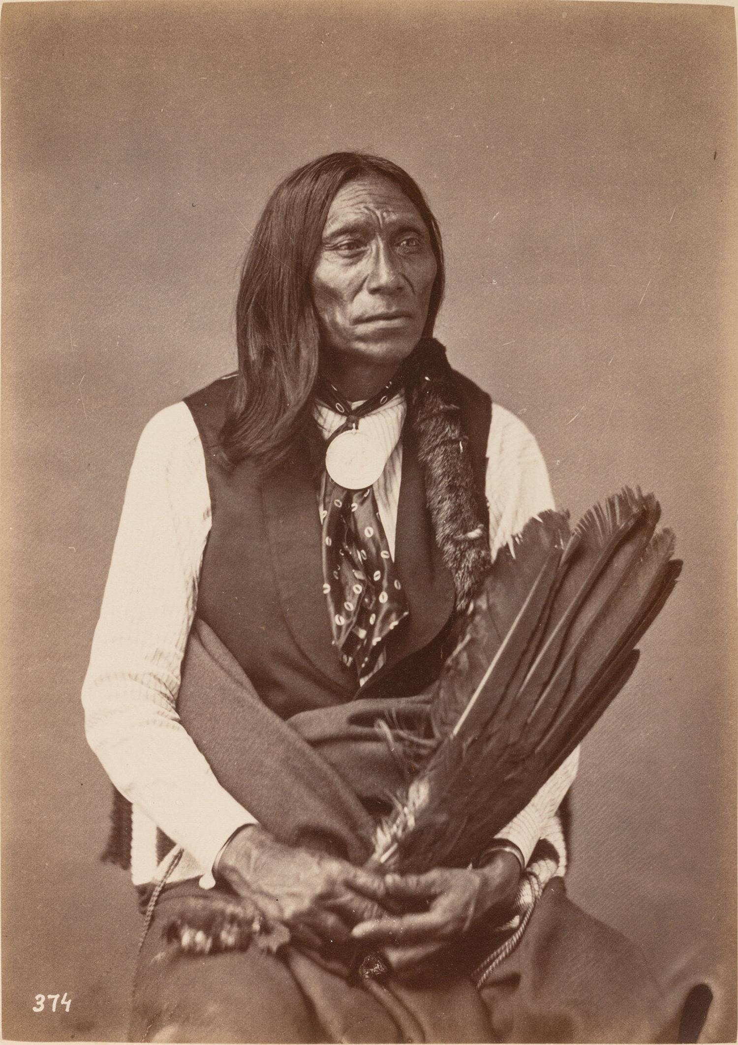 Jackson, William Henry (1843-1942)]. Albumen photograph of Swift Bear, Brulé Lakota, ca 1873.