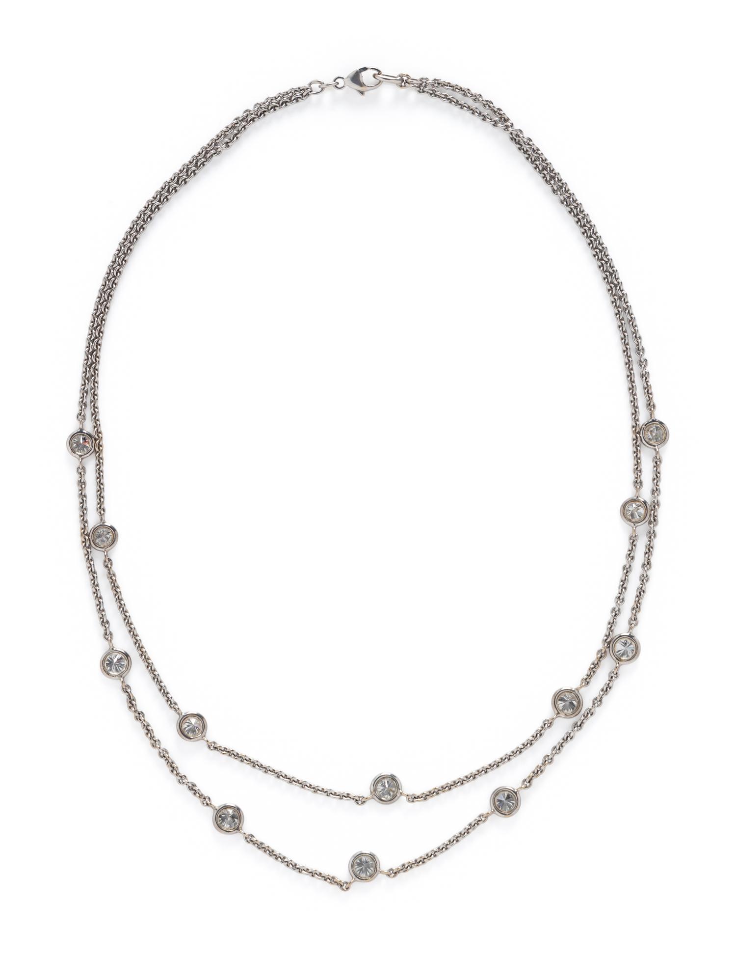 DIAMOND AND WHITE GOLD STATION NECKLACE