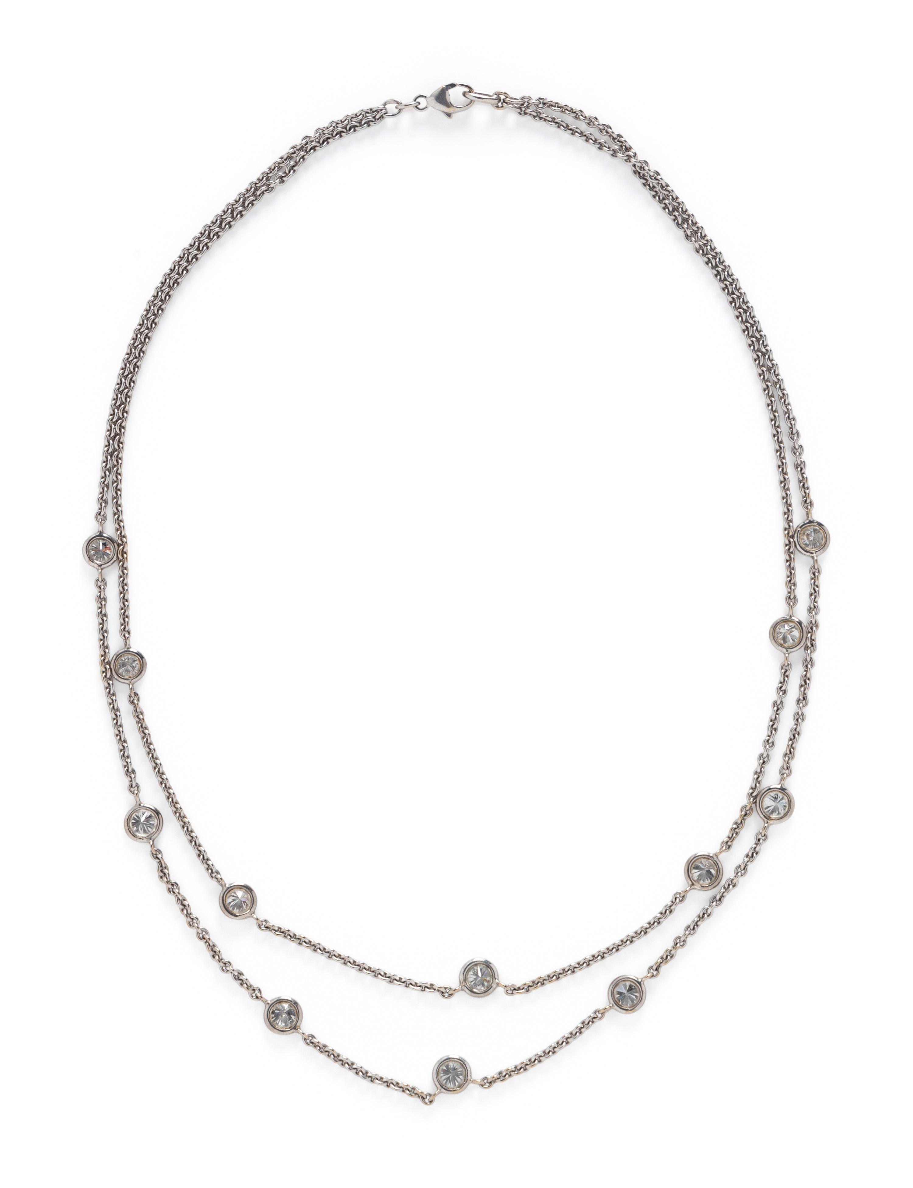 DIAMOND AND WHITE GOLD STATION NECKLACE
