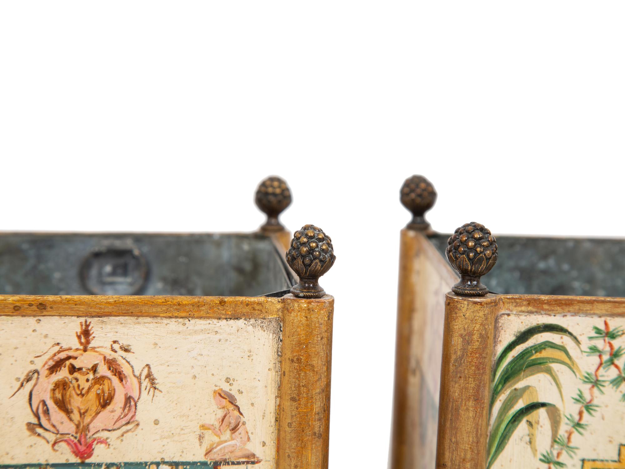 A Pair of Italian Tôle Peinte Cache Pots