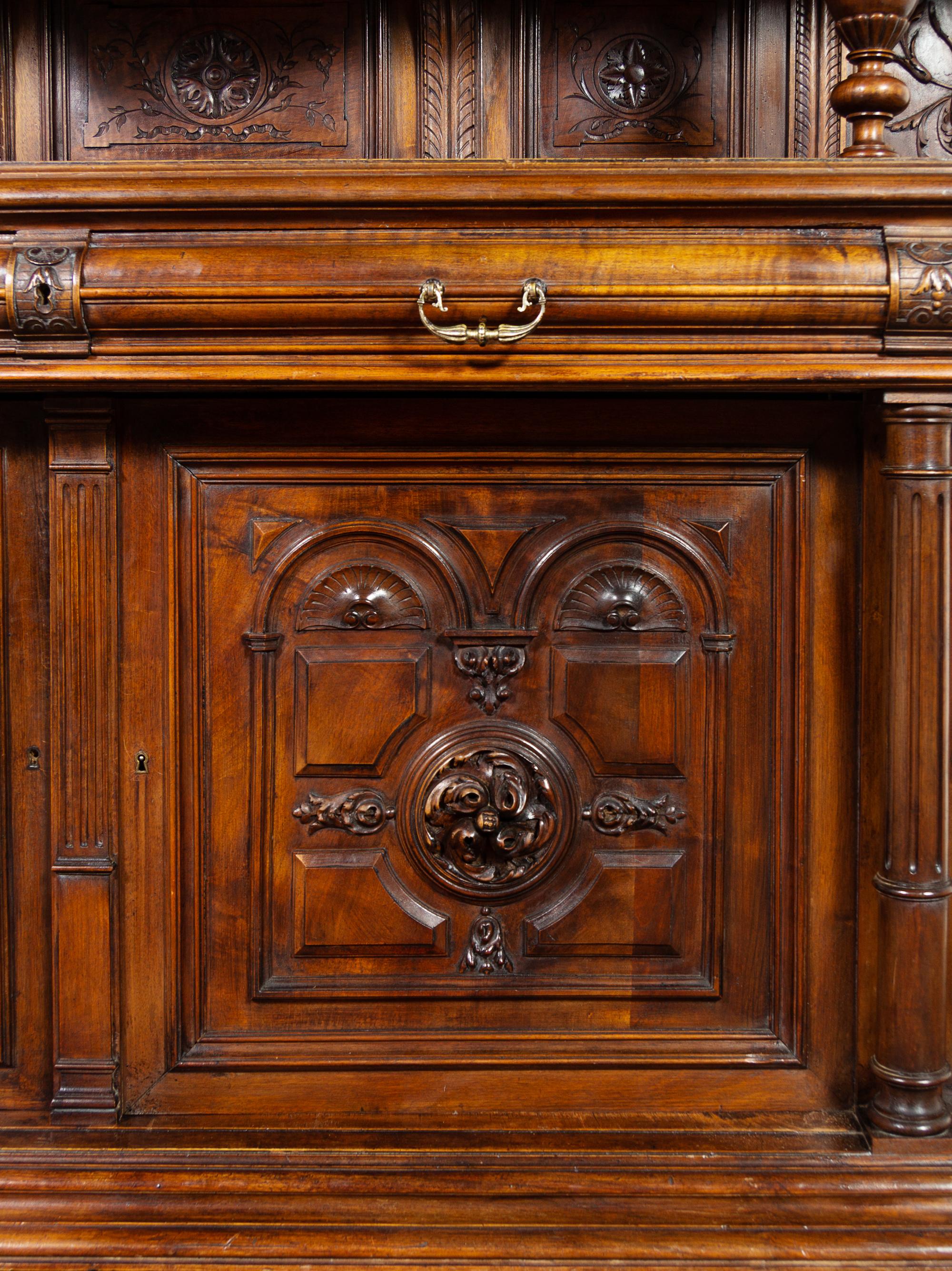 A French Renaissance Revival Carved Walnut Server