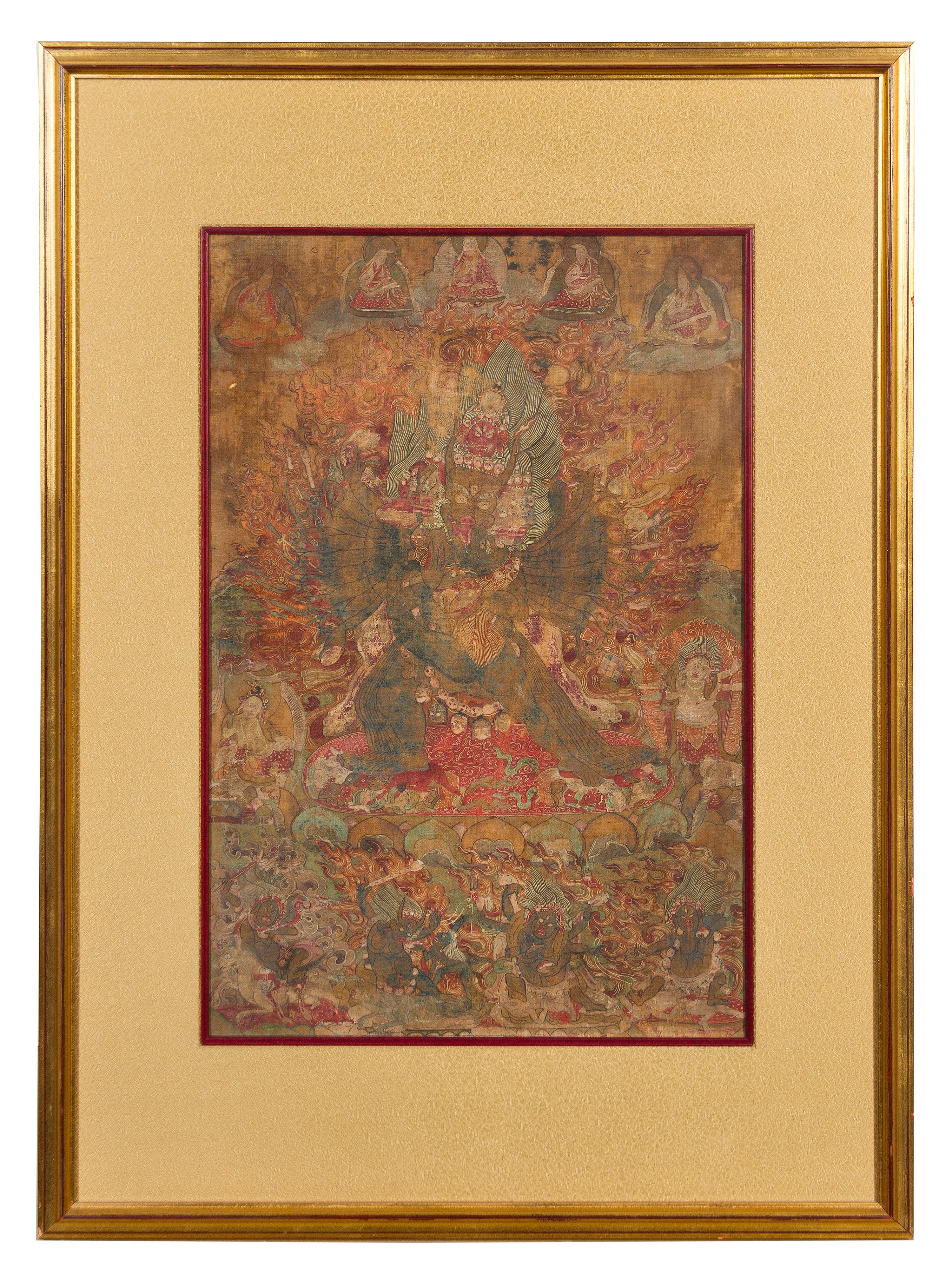 A Tibetan Thangka 18TH/19TH CENTURY 19 1/4 x 12 3/4 inches. — 18TH/19TH CENTURY