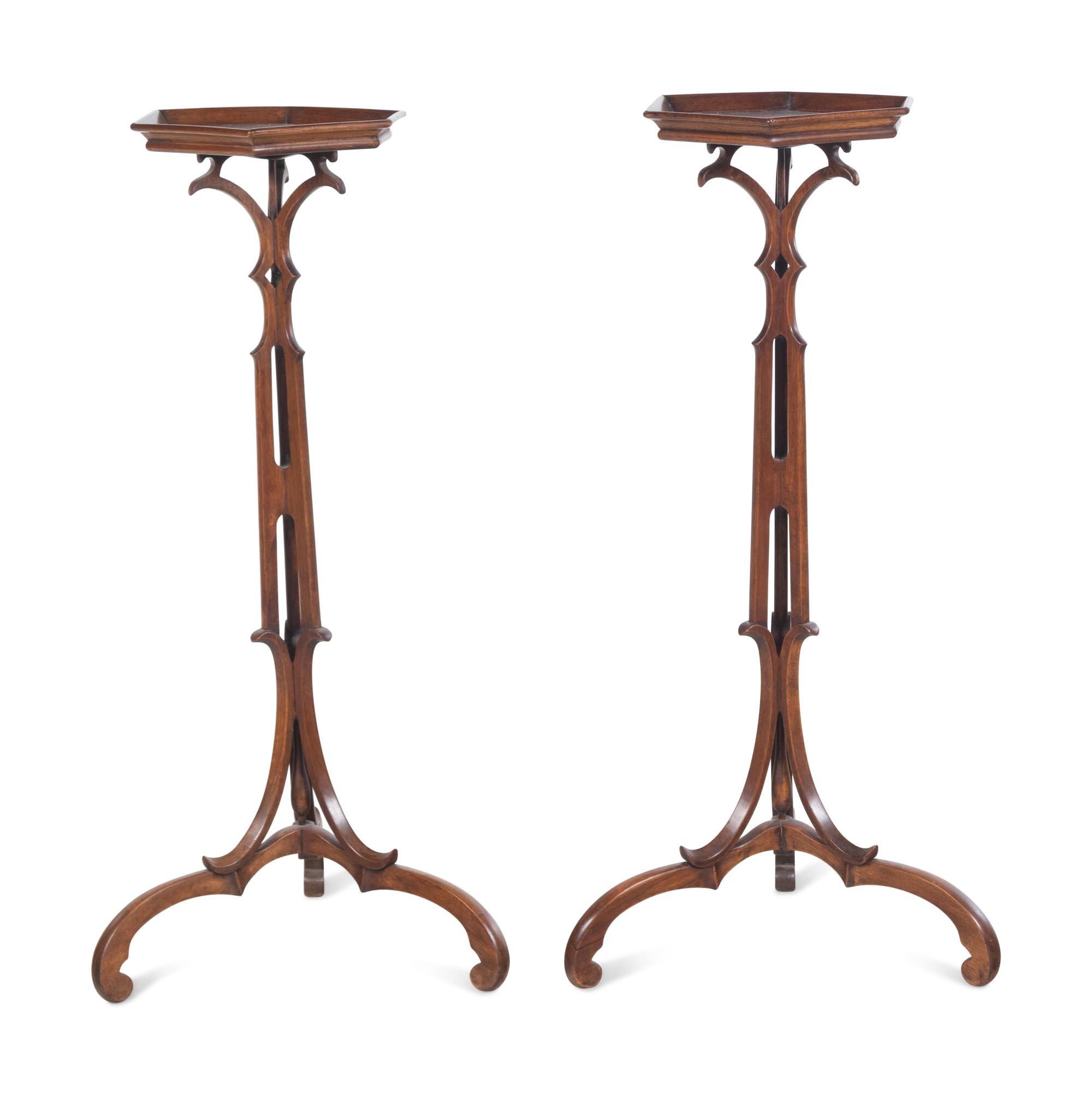 A Pair of Georgian Style Mahogany Stands
