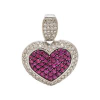 WHITE GOLD, DIAMOND AND PINK SAPPHIRE HEART PENDANT