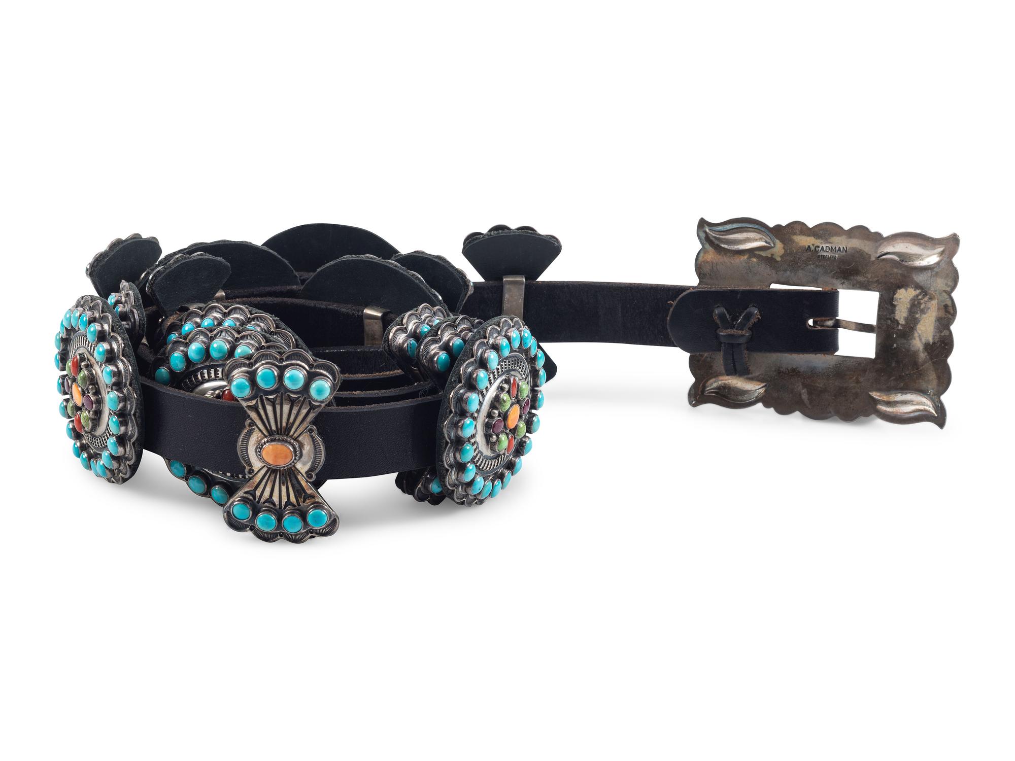 Sterling Silver Colorful Cluster Concha Belt