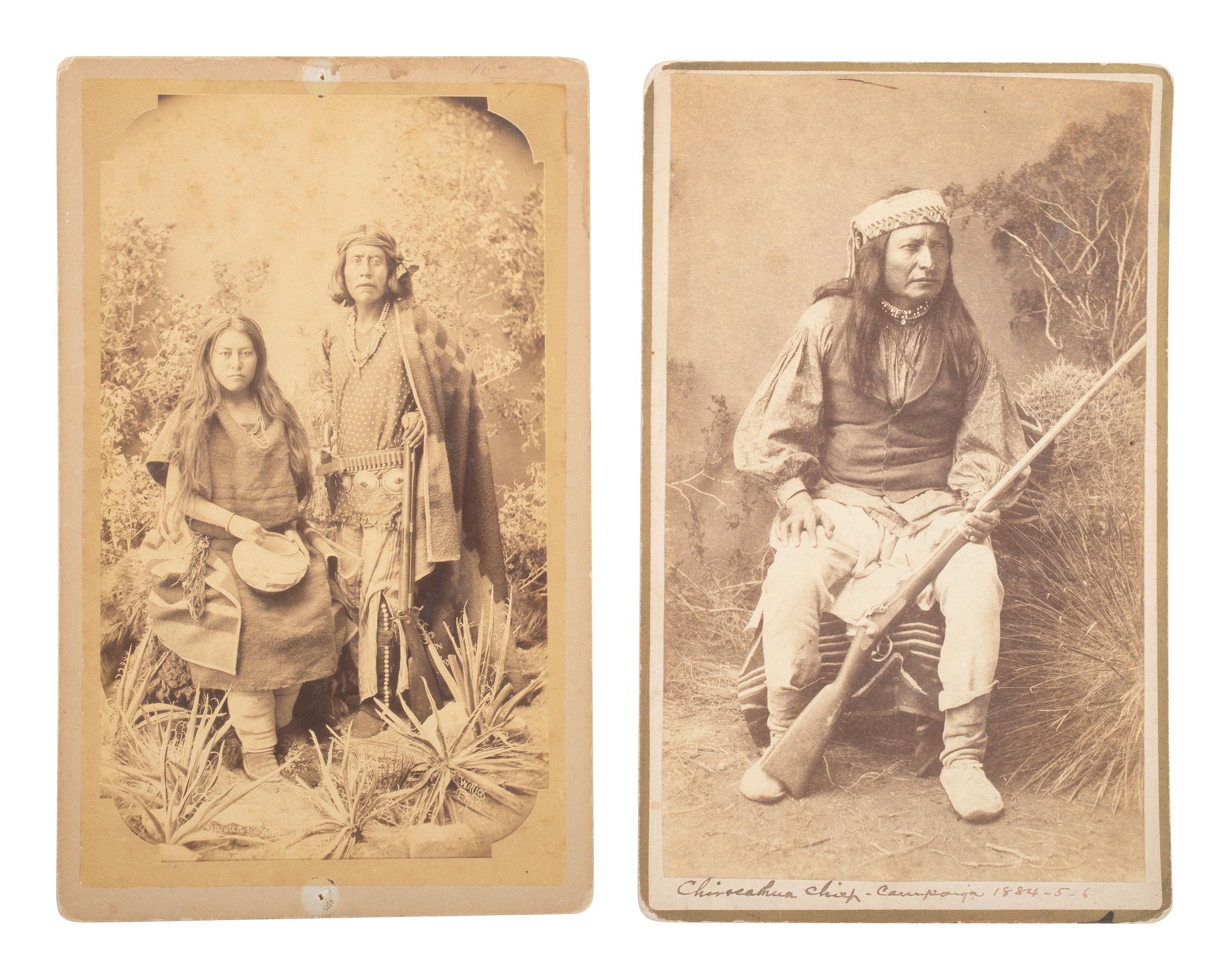 [NATIVE AMERICANS]. 2 boudoir photographs of Southwestern Indians by RANDALL and WITTICK, incl. Apache Chief Chihuahua.