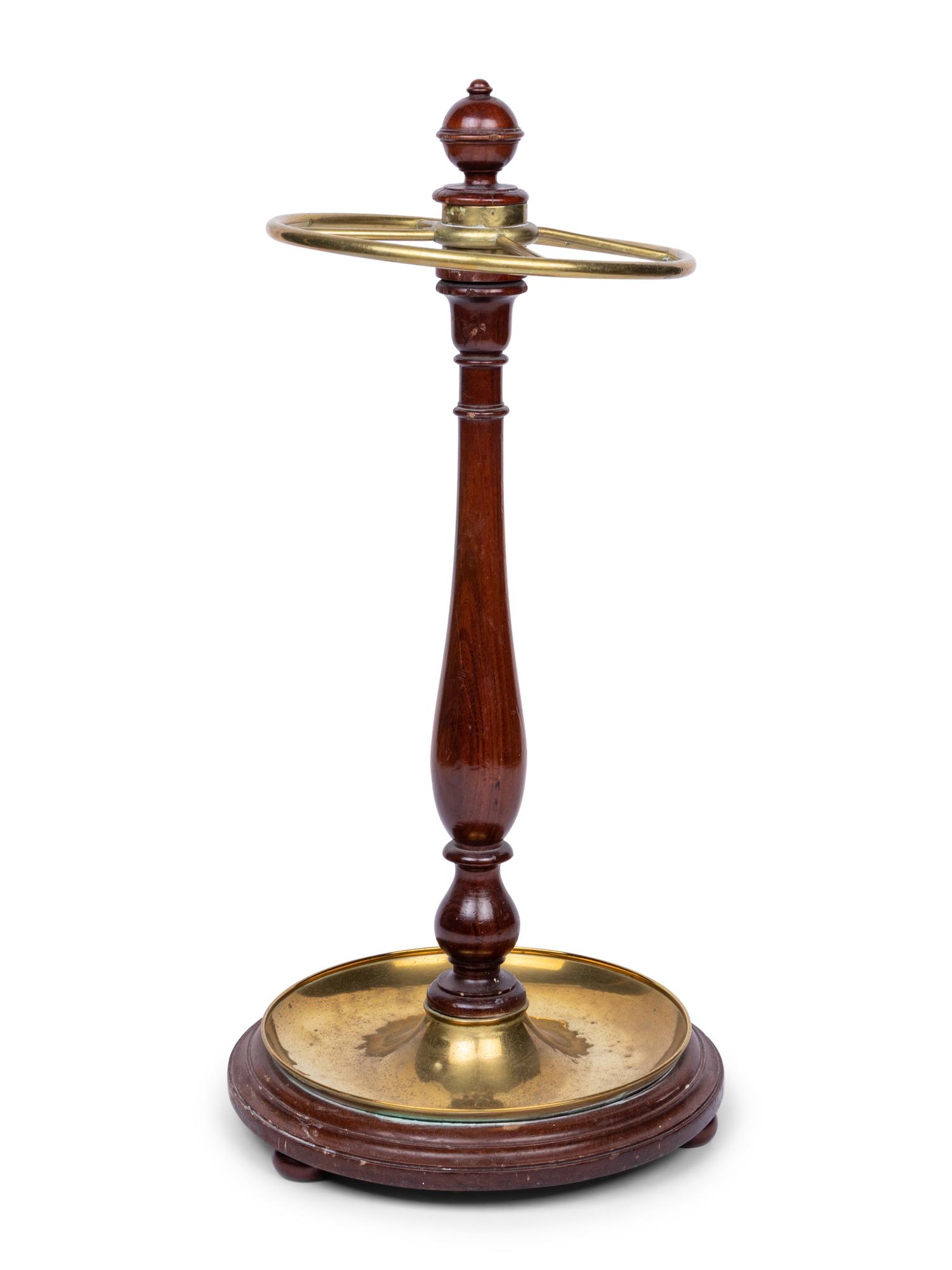 A Victorian Brass and Walnut Umbrella Stand