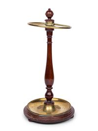 A Victorian Brass and Walnut Umbrella Stand