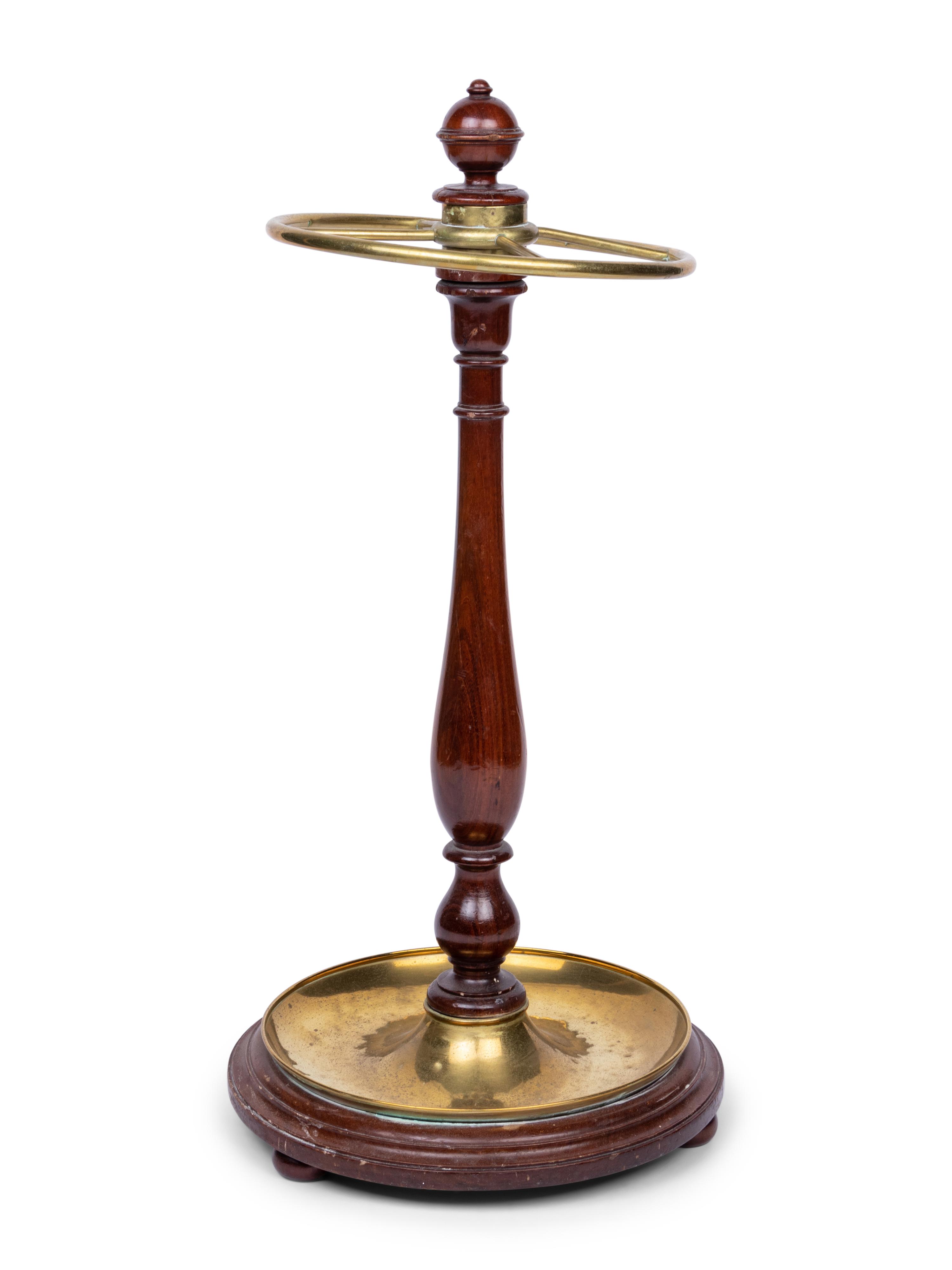 A Victorian Brass and Walnut Umbrella Stand