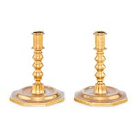 A Pair of Spanish Bell Metal Candlesticks