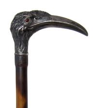 An Austro-Hungarian Silver Handled Cane, Habsburg, Width of handle 4 1/2 x length overall 35 1/4 inches.