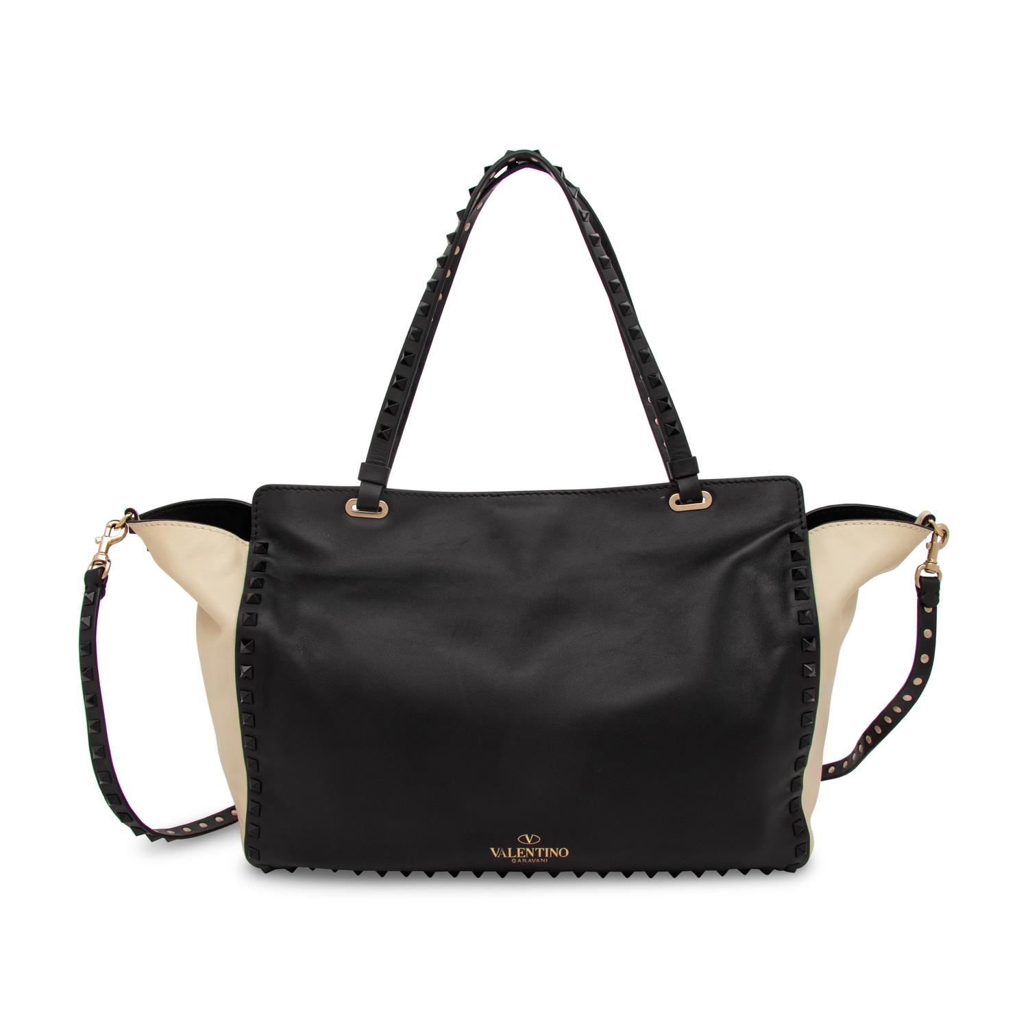 Valentino, Black & White Medium Rockstud Tote