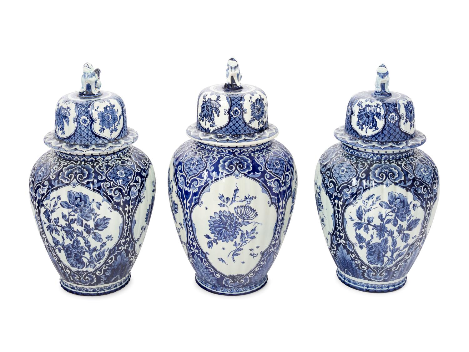 A Group of Six Delft Ware Jars