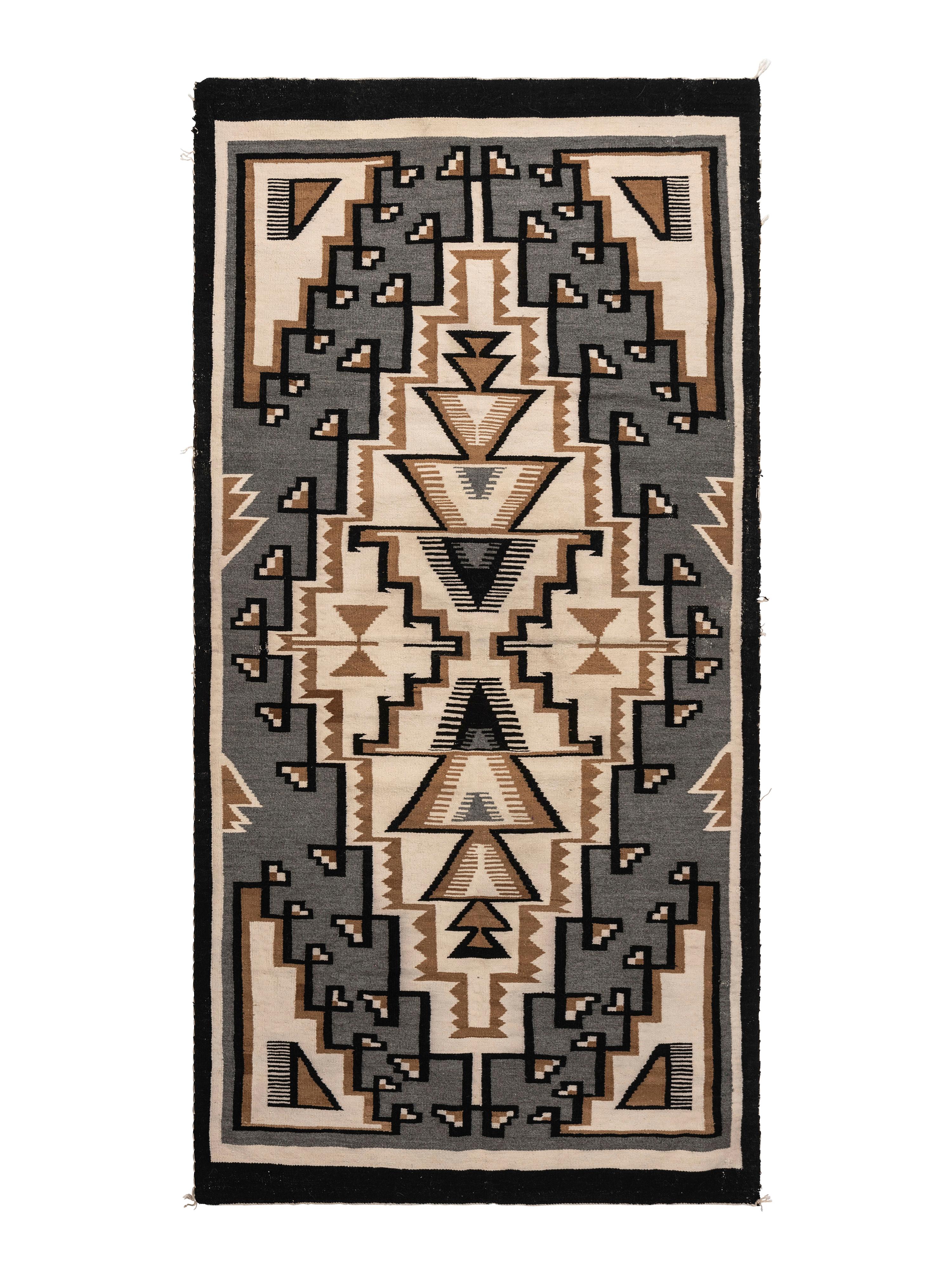 Navajo Two Grey Hills Pattern Weaving / Rug