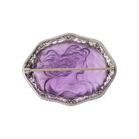 GLASS CAMEO AND DIAMOND BROOCH