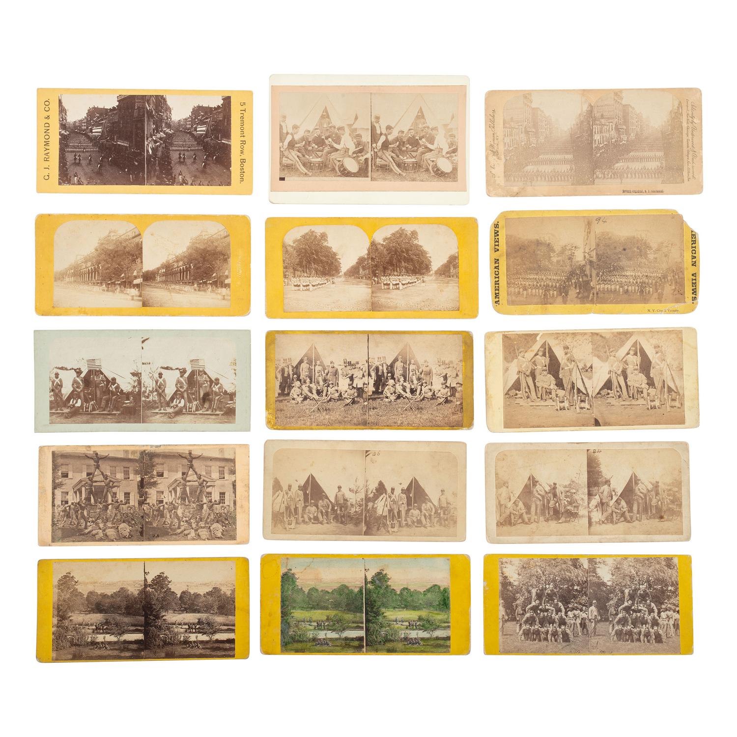 [Civil War] Group of 15 Stereoviews of the 7th New York State Militia.