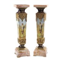 A Pair of Louis XVI Style Quartz-Top Pedestals