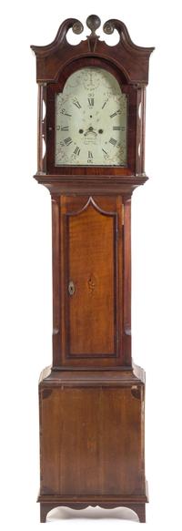 An English Inlaid Oak Tall Case Clock Height 86 inches. — ROBERT WILSON, 18TH/19TH CENTURY